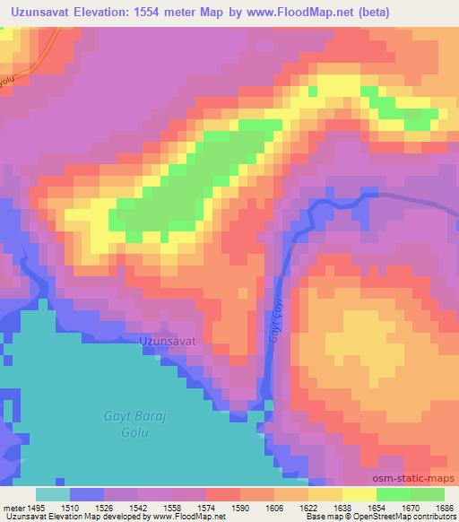 Uzunsavat,Turkey Elevation Map