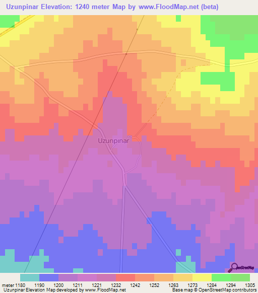 Uzunpinar,Turkey Elevation Map