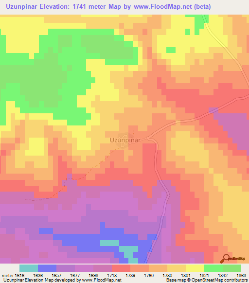 Uzunpinar,Turkey Elevation Map