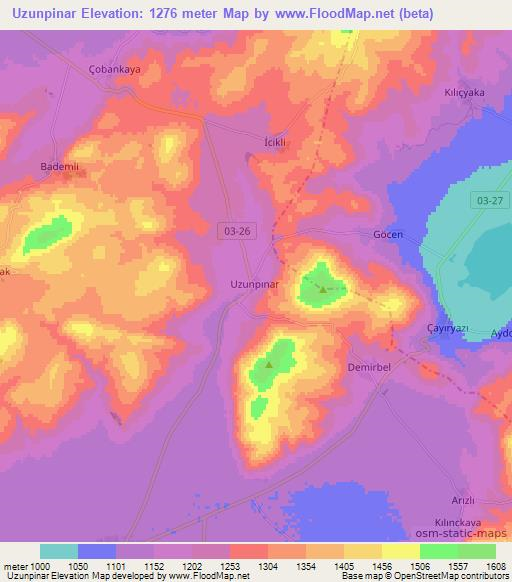 Uzunpinar,Turkey Elevation Map