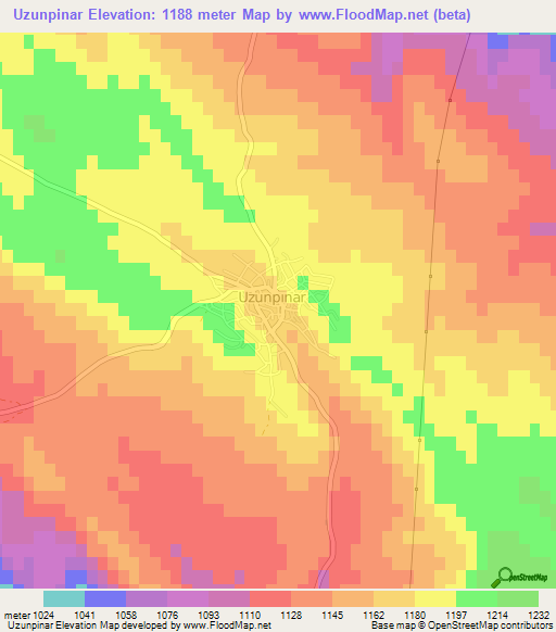 Uzunpinar,Turkey Elevation Map