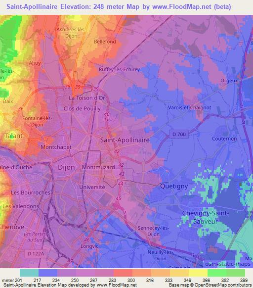 Saint-Apollinaire,France Elevation Map