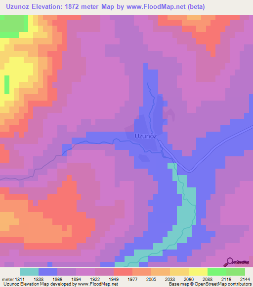 Uzunoz,Turkey Elevation Map