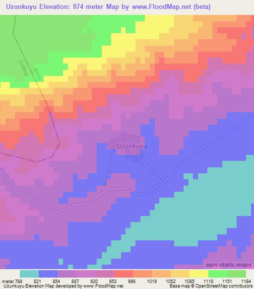 Uzunkuyu,Turkey Elevation Map