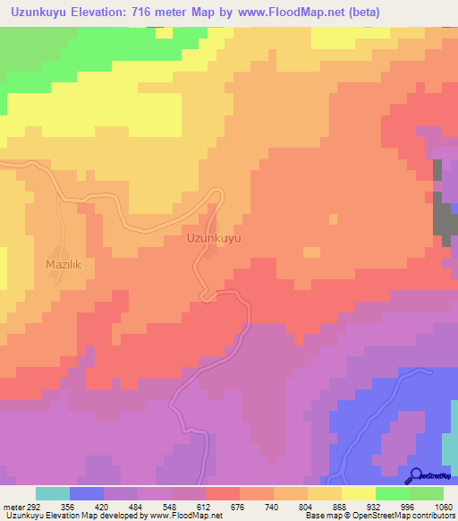 Uzunkuyu,Turkey Elevation Map