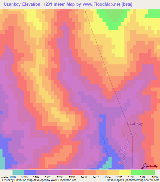 Uzunkoy,Turkey Elevation Map