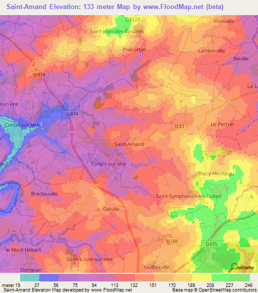 Saint-Amand,France Elevation Map