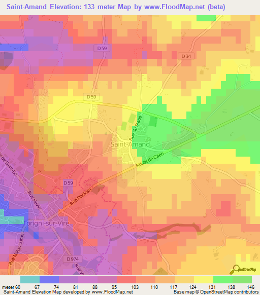 Saint-Amand,France Elevation Map