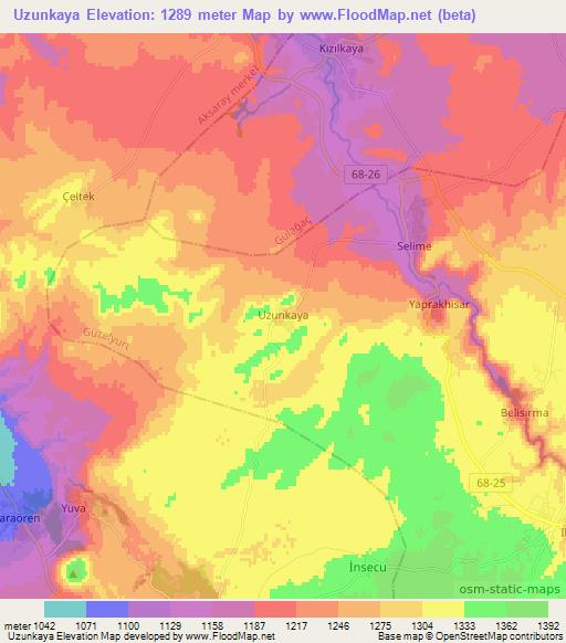 Uzunkaya,Turkey Elevation Map