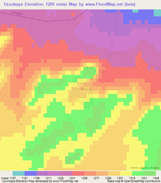 Uzunkaya,Turkey Elevation Map