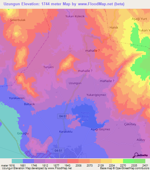 Uzungun,Turkey Elevation Map