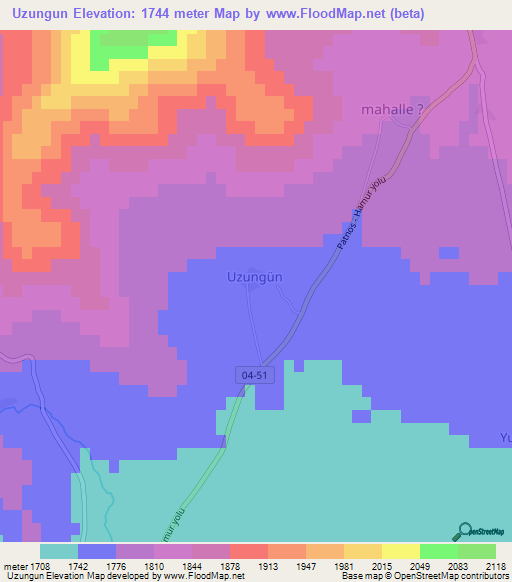 Uzungun,Turkey Elevation Map