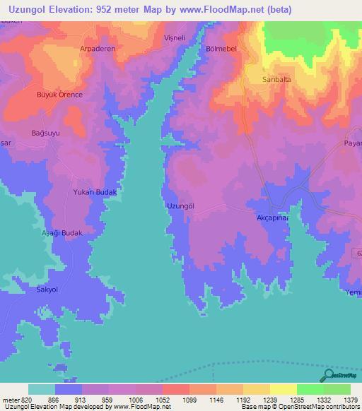 Uzungol,Turkey Elevation Map