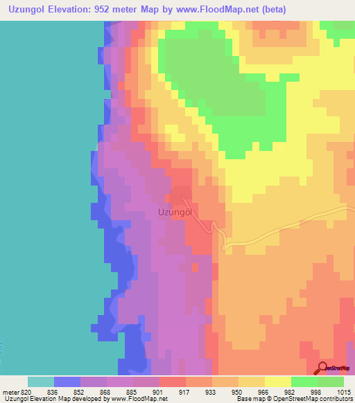 Uzungol,Turkey Elevation Map