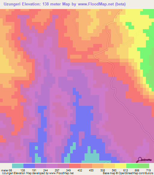 Uzungeri,Turkey Elevation Map