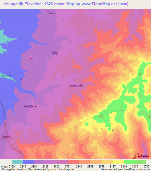 Uzungedik,Turkey Elevation Map