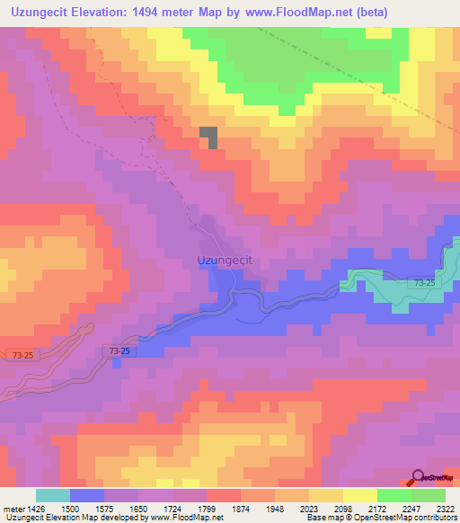 Uzungecit,Turkey Elevation Map