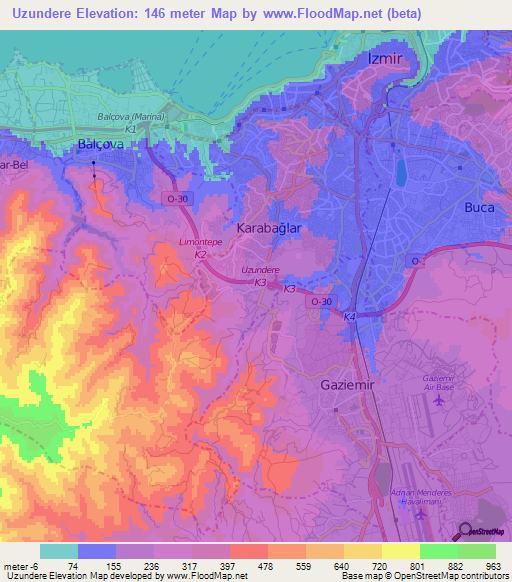 Uzundere,Turkey Elevation Map