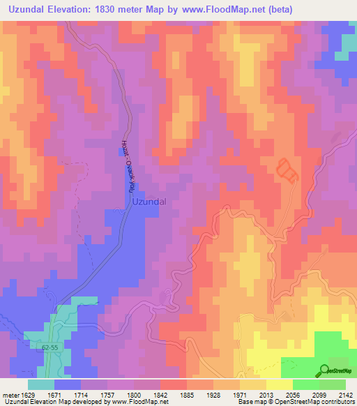 Uzundal,Turkey Elevation Map