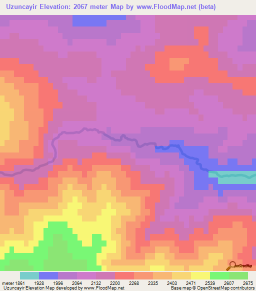 Uzuncayir,Turkey Elevation Map