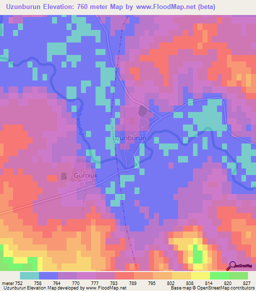 Uzunburun,Turkey Elevation Map