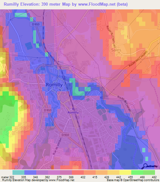 Rumilly,France Elevation Map