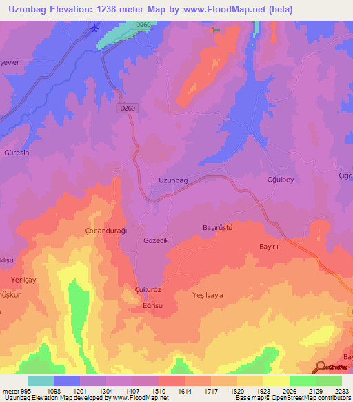 Uzunbag,Turkey Elevation Map