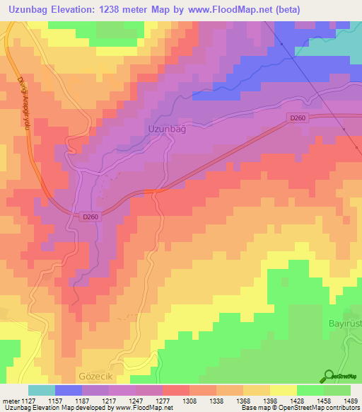 Uzunbag,Turkey Elevation Map