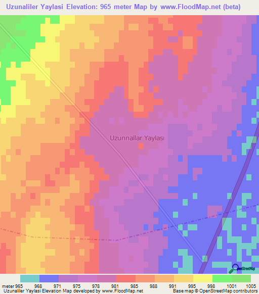 Uzunaliler Yaylasi,Turkey Elevation Map