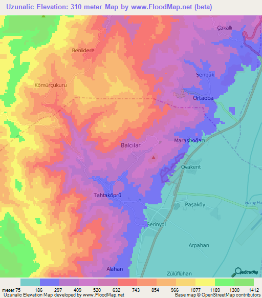 Uzunalic,Turkey Elevation Map