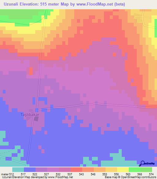 Uzunali,Turkey Elevation Map