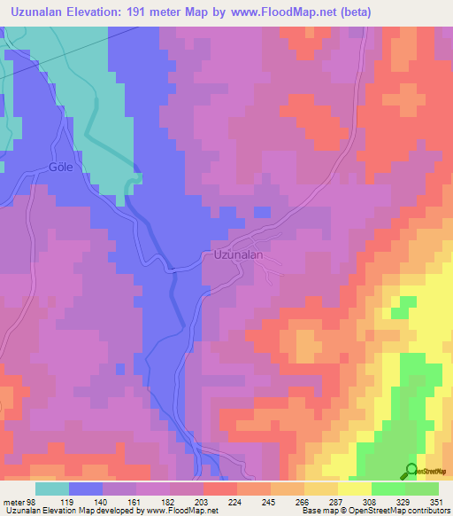 Uzunalan,Turkey Elevation Map