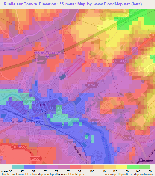 Ruelle-sur-Touvre,France Elevation Map