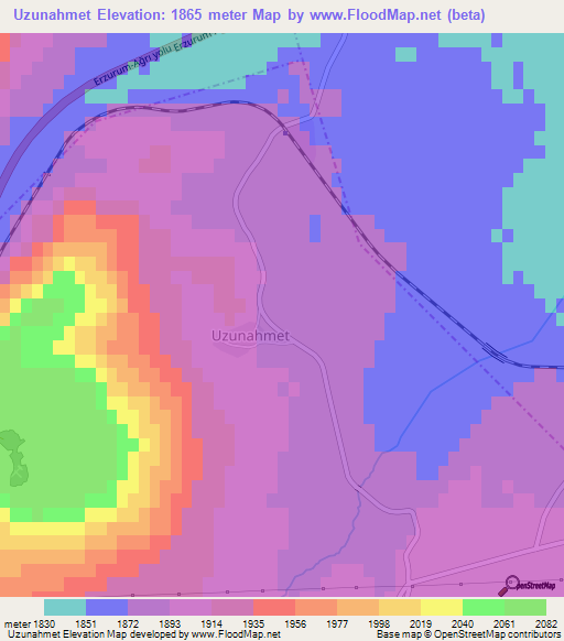 Uzunahmet,Turkey Elevation Map