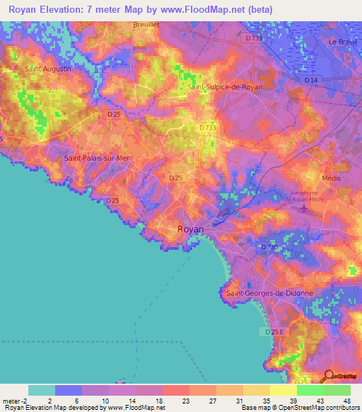 Royan,France Elevation Map