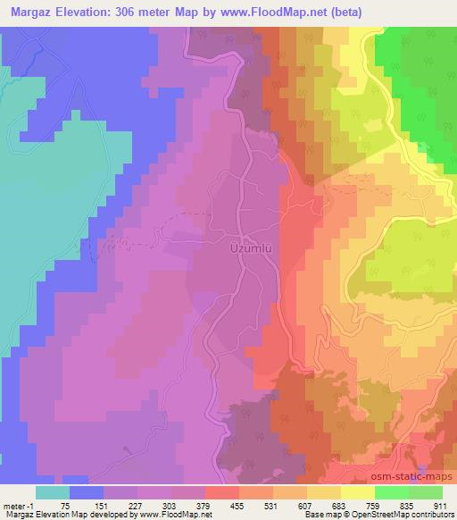 Margaz,Turkey Elevation Map