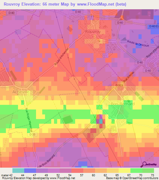 Rouvroy,France Elevation Map