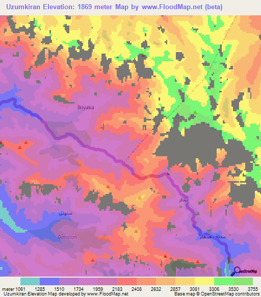 Uzumkiran,Turkey Elevation Map