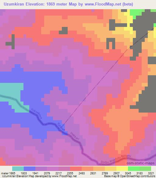 Uzumkiran,Turkey Elevation Map