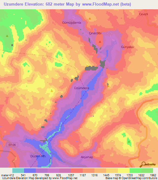 Uzumdere,Turkey Elevation Map