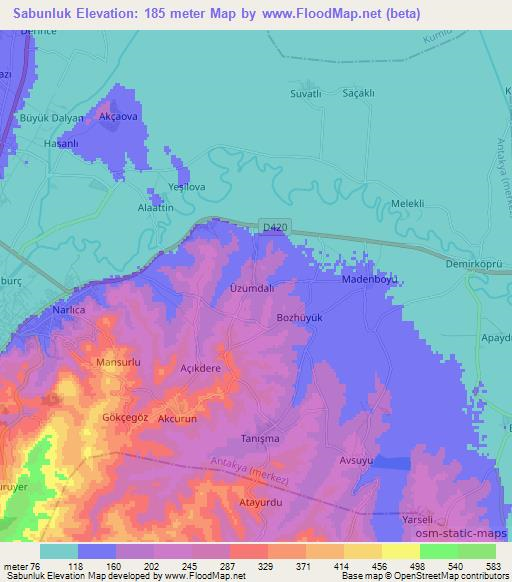 Sabunluk,Turkey Elevation Map