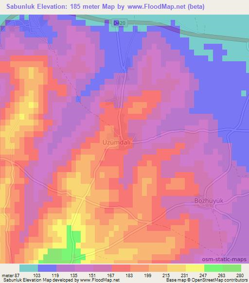 Sabunluk,Turkey Elevation Map