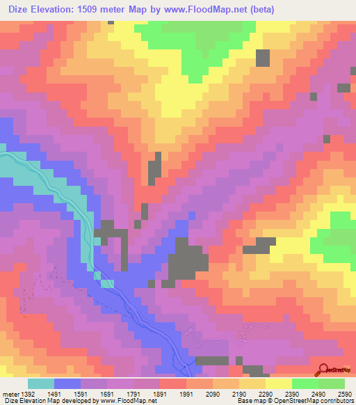 Dize,Turkey Elevation Map