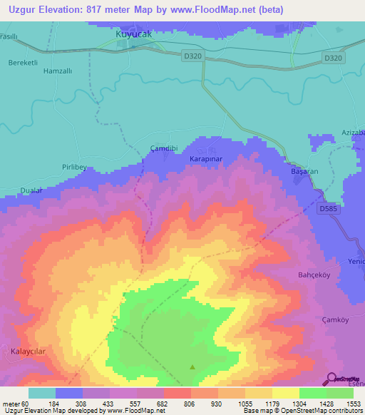 Uzgur,Turkey Elevation Map