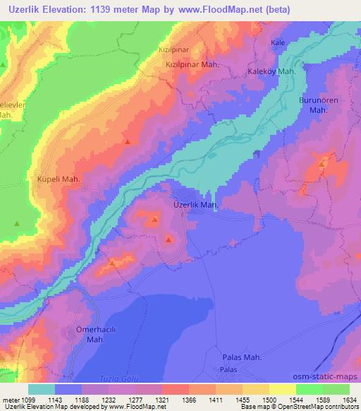 Uzerlik,Turkey Elevation Map