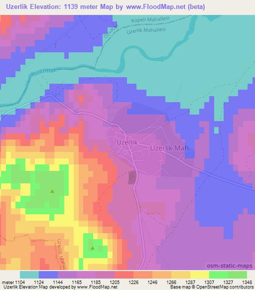 Uzerlik,Turkey Elevation Map