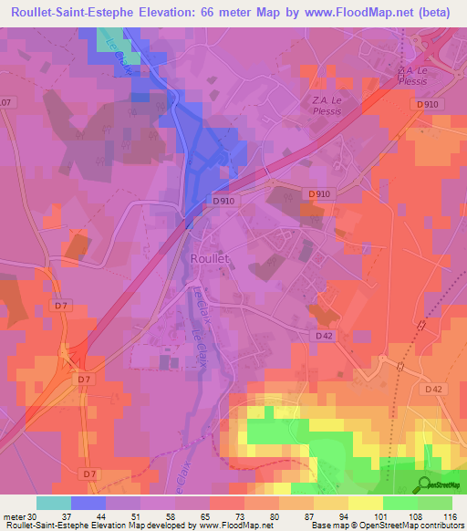 Roullet-Saint-Estephe,France Elevation Map