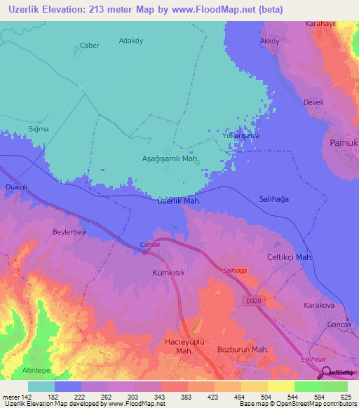 Uzerlik,Turkey Elevation Map