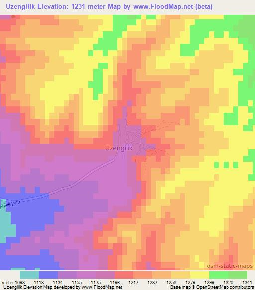 Uzengilik,Turkey Elevation Map