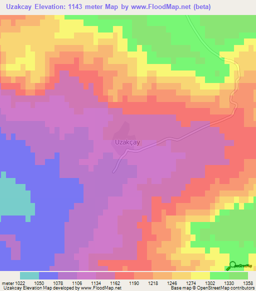 Uzakcay,Turkey Elevation Map